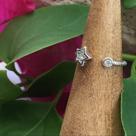 Sterling Silver Star CZ Dainty Toe Ring Midi Ring - Picture 2 of 4